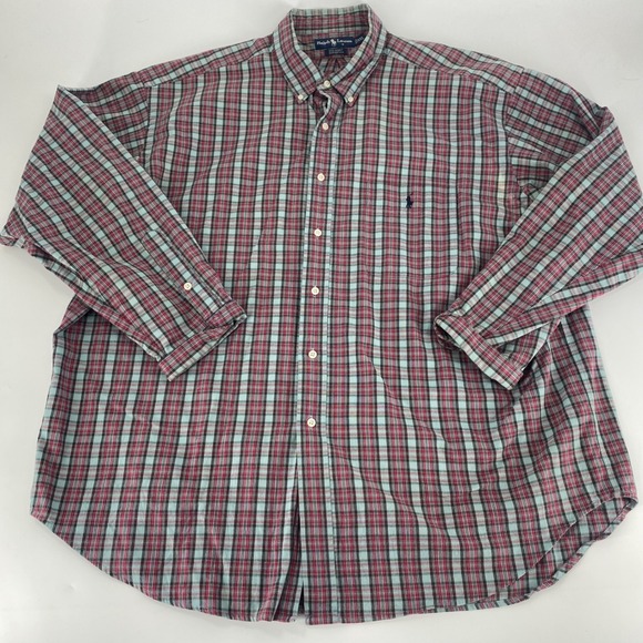 Ralph Lauren Big Shirt Mens XXL Plaid Button Down Long Sleeve Cotton Casual - Picture 1 of 4